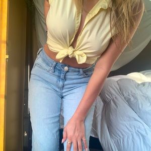 Yellow Collared Tie Tank